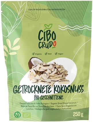 Kokosnuss Scheiben Bio - 200g. Dehydriert Scheiben Ungesüßt und Getrocknet. Coconut Slices. Kokos Scheiben Sonne Getrocknet. Ausgezeichnet als Snack und für Süße Rezepte