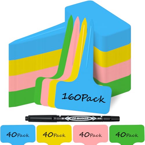 160 Stück Pflanzenschilder aus Premium Kunststoff - Rosa, Gelb, Grün, Blau - je 40 Stück, Pflanzenstecker zum Beschriften wetterfest, Stecketiketten Pflanzen Für Gemüse, Kräuter, Blumen