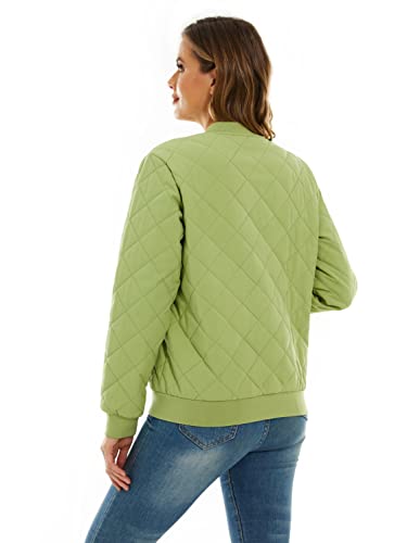 Tacvasen Diamond Quilted Jackets For Women Full Zip Up Lightweight Outerwear Casual Bomber Jacket Windbreaker With 2 Zip Pockets #TOP1