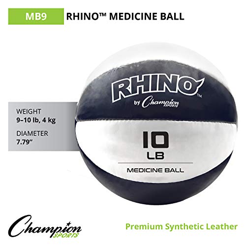 Champion Sports Exercise Medicine Balls, Leather with No-Slip Grip - Weight Training, Stability, Plyometrics, Cross Training, Core Strength - Multiple Weights - Image 3