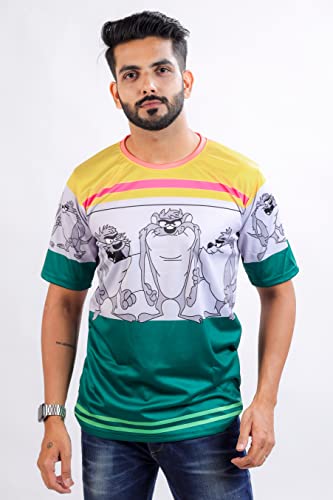 Image of HARPITA Men's Round Neck Half Sleeve Slim Fit Digital Printed Lycra T-Shirt
