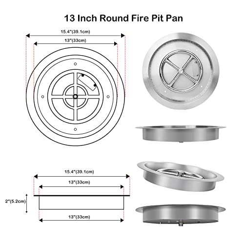 Stanbroil Stainless Steel Round Drop-In Fire Pit Burner Ring And Pan, 13-Inch #TOP1