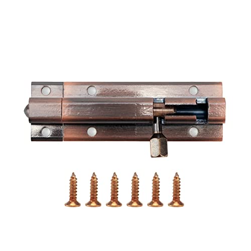 Tighall Heavy Duty Slide Barrel Door Bolt Latch Mini Latch Core Sliding Bolt Lock, Solid Aluminium Alloy, Security Guard Hardware For Bedrooms/Bathrooms/Pet Gate (3", Red Bronze) #TOP1