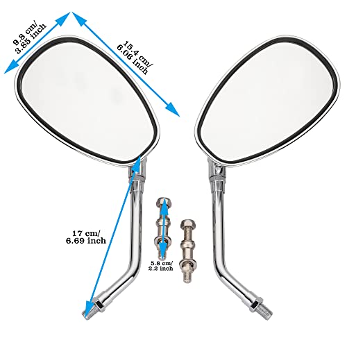 Nk Support 10Mm Motorcycle Mirrors For Handleba, Motorcycle Rearview Side Mirrors Compatible With Harley Davidson Sports Bike Cruiser Chopper Dirt Bike Scooter (Chrome) #TOP5