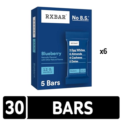 Image of RXBAR Protein Bars, 12g Protein, Gluten Free Snacks, Blueberry (6 Boxes, 30 Bars)