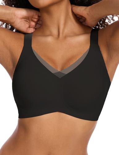 Image of GXOULRRA V Lace Wireless Jelly Bra Seamless Push Up Bras for Women No Underwire Full Coverage Comfortable Sleep Bralette