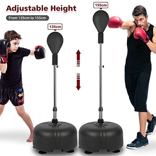 Dripex Speed Punch Ball with Stand, Punching Bag with Adjustable Height Stand - Great for Boxing Equipment, MMA Training, Workout Equipment, Stress Fitness & Relief for Adults, Teens & Kids, Black