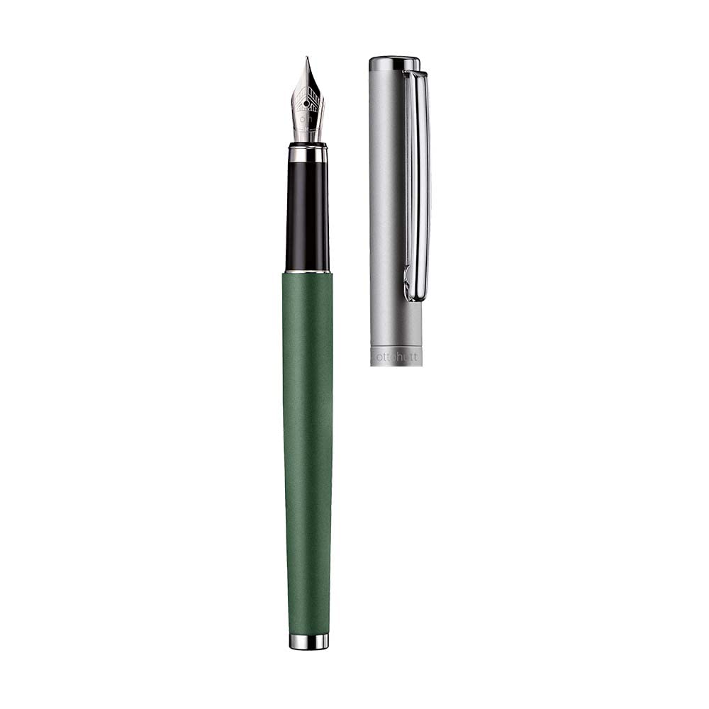Otto Hutt design 01 Füllfederhalter 018-11595 – Füller mit hochwertiger Beschichtung und glänzender Oberfläche in der Farbe Grün – Federstärke M