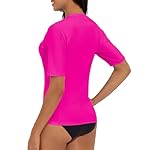 Tournesol Women's Rash Guard Short Sleeve Swim Shirt Zip Front Swim Top UV Sun Protection Swimsuit Top No Bra - Image 3