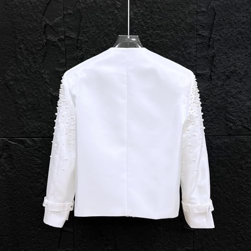 Veste courte à perles pour homme avec patchwork chic et col rond