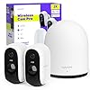 WUUK Cameras for Home Security Outdoor Wireless, No Subscription, 2K Battery Powered Indoor Outdoor Security Camera w/ 32GB Storage Base Station, 2.4/5Ghz WiFi, Google & Alexa Compatible
