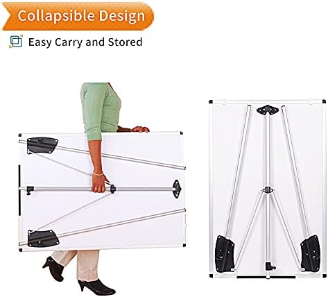 VIZ-PRO Flipchart Easel Whiteboard, Magnetic Portable Dry Wipe Board 90 x 60 cm, Tripod White Board Height Adjustable