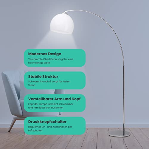 Bogenlampe Brilliant Vessa 1,7 m in Chrom und Weiß