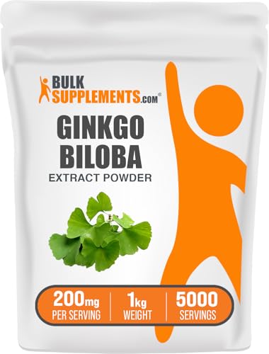 BulkSupplements.com Ginkgo Biloba Extract Powder - from Ginkgo Biloba Leaf, Antioxidant Source, Herbal Supplement - Gluten Free, 200mg per Serving, 1kg (2.2 lbs) (Pack of 1)