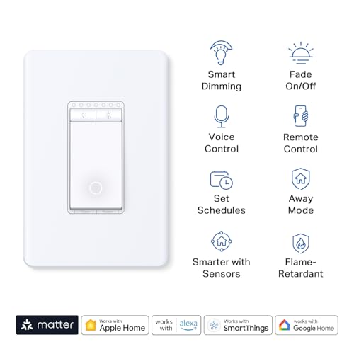 tp-link tapo matter smart dimmer switch voice control wsiri alexa amp google assistant ul certified timer amp schedule easy guided install neutral wire required single pole tapo s505d2-pack