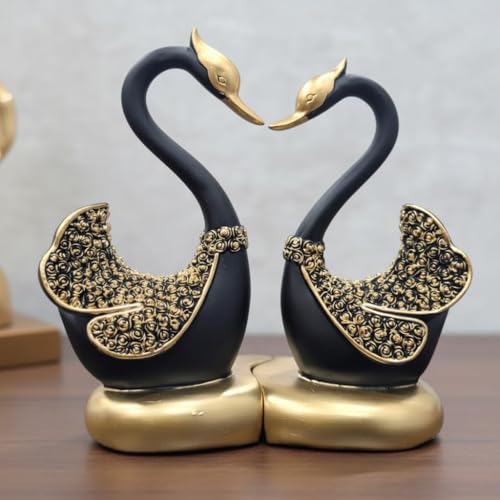 Image of Romantic Swan Couple | Desicts Lifelong Love | Ceramic Centerpiece Home Decor | Valentines,Wedding, Anniversary, Birthday Gift