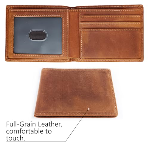 Men's Wallets Leather RFID Blocking Ultra-Thin Bifold | Minimalist Front Pocket Travel Wallet for Men with Card Holder & Money Slot – Yellowish Brown4