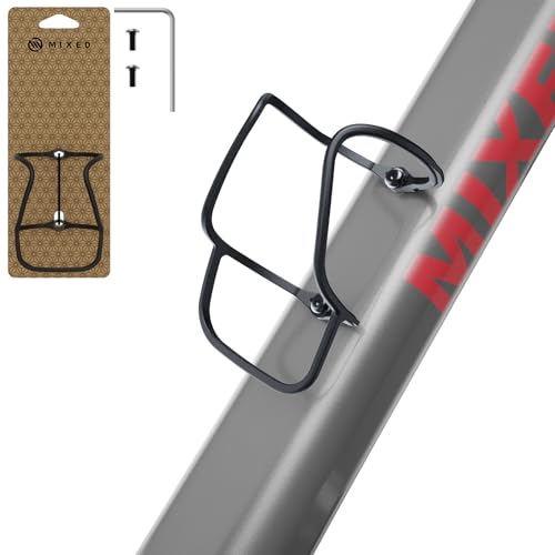Mixed Bike Water Bottle Holder Cage - Carbon Fiber Reinforced - Ultra-Light 12g Universal Bike Cup Rack for Road & MTB Bicycles - Secure Fit No-Rattle Includes Screws & Tool - Easy Install Black
