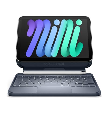 Dexnor for iPad mini 7 (A17 Pro)/Mini 6 Case with Keyboard, Magnetic Floating Cantilever Stand with Trackpad Pencil Holder Backlit Keyboard Case for iPad mini 7th(2024)/6th (2021) Generation, Blue