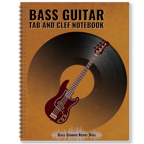 Enjoyard Bass Clef and TAB Notebook Tablature Bass Music Tabs Journal 120 Pages 28cm X 22cm Notebook with Bass Chord Interval Music Theory