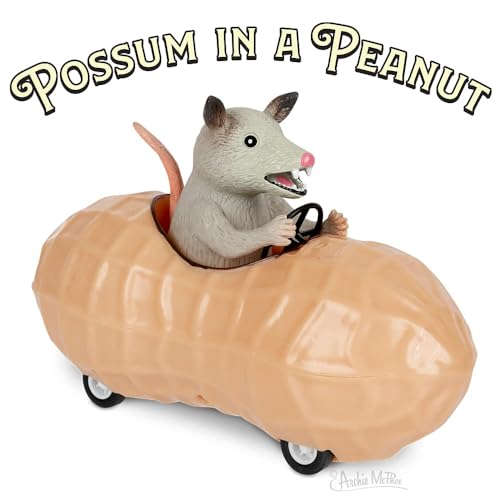 Archie McPhee Possum in a Peanut Pull Back Toy Car miniatura 2