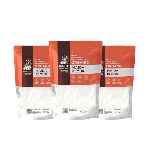 Image of Pure & Sure Organic Maida 1.5Kg | 100% Natural Whole Wheat Maida Flour | No Preservatives & No Additives | Rich in Taste| 500gm each (Pack of 3)