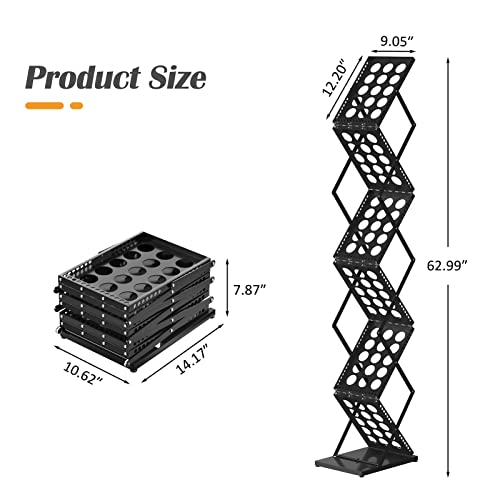 Relx Literature Rack, Foldable Brochure Display Stand, Metal Magazine Display Rack Stand, Double-Sided 6 Pockets Magazine Rack, Brochure Rack For Office, Store And Exhibition Trade Show #TOP1