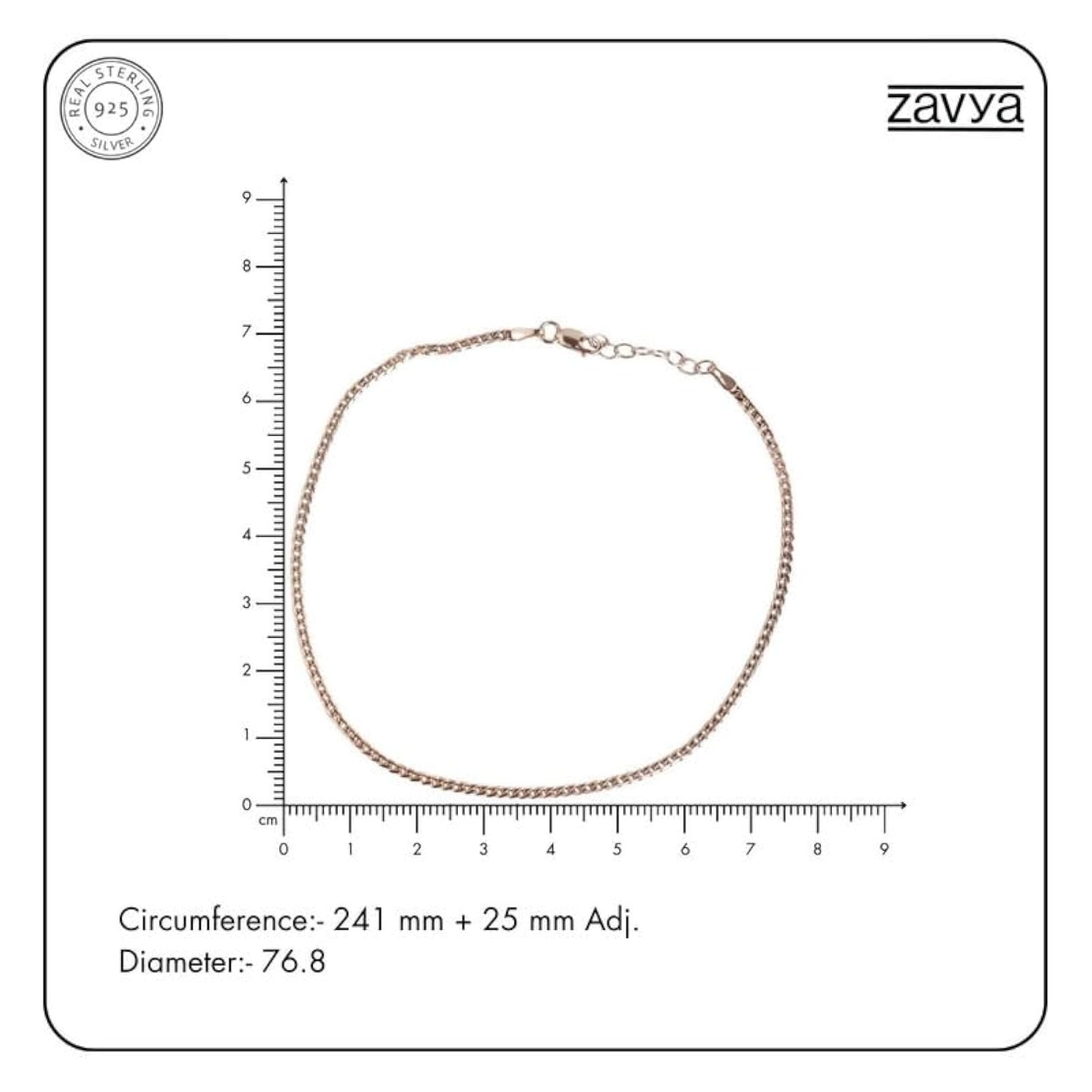 Women's 925 Sterling Silver Modest Chain Rose Plating Anklet