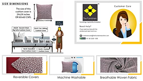 Image of Reversible 24x24 Inch Maroon Cotton Argyle Woven Pack of 1 Fashion Throw Pillow Covers Cases for Couch Sofa Home Decoration | 60 x 60 cm