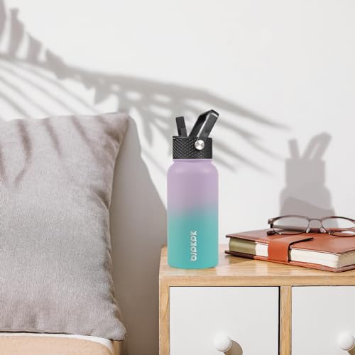 Image of BJPKPK Insulated Water Bottles with Straw Lid, 27oz Stainless Steel Water Bottle with 3 Lids, Leak Proof BPA Free Metal Thermos Mug, Sports Water Bottle Keep Cold & Hot- Midnight (Pack of 5)
