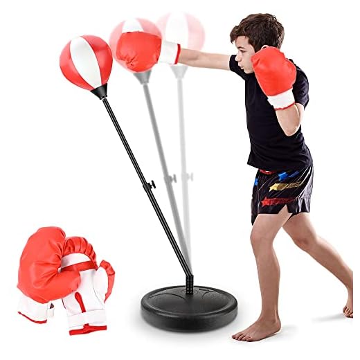 YEEBAY Punching Bag for Kids Age 4, 5, 6, 7, 8 Years Old Boys, Incl Boxing Gloves & Stand, Height Adjustable Kids Boxing Bag Set Toy, Ideal Christmas & Birthday Gift