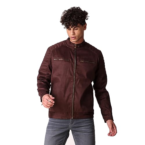 Image of Leather Retail Men's Suede Coffee Faux Leather Jacket