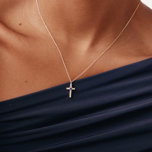 Gelin Real 10K Solid Gold Heart Cross Necklace for Women, 18 inch2