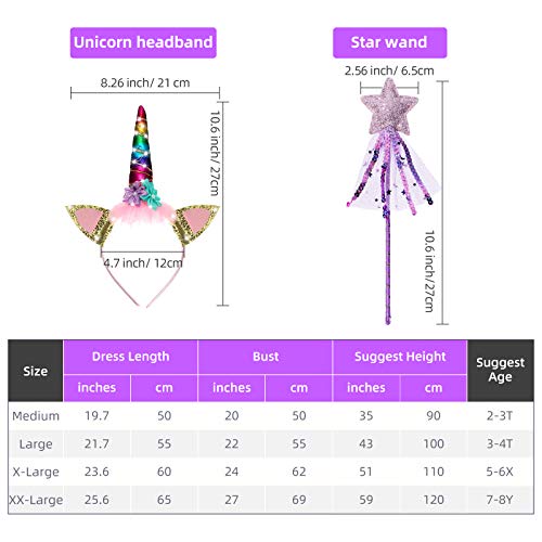 Geyoga Girls Unicorn Tutu Costumes Dress Light Up Unicorn Led Headband Princess Birthday Dress Up Clothes Girl Gift (Classic Style, 7-8 Years) #TOP2