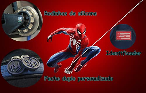 Mochila Escolar Infantil Menino Rodinha Dark Aranha Spider Alça Costas Vermelha Lancheira Térmica Es