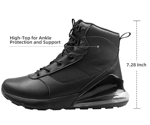 Men's Wide Tactical Work Boots Lightweight Air Cushion Side Zipper Military Boots Comfortable Waterproof Motorcycle Combat Hiking Boot 8 Inches3