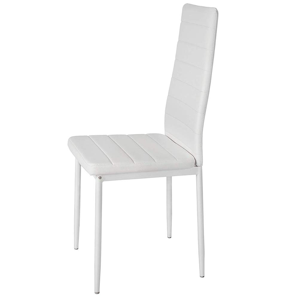 LANTUS Set 2 sedie impilabili Modello per Cucina Bar e Sala da Pranzo, Robusta Struttura in Acciaio Imbottita e Rivestita in Finta Pelle,2 pezzi (bianco)