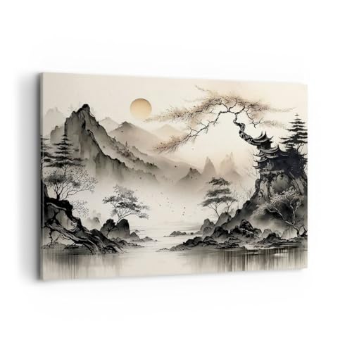 Moderne Impression sur Toile 100x70cm Image Tableau Decoration Murale Asie Japon Voir Grand Tableaux Decoratifs Muraux Chambre Cuisine Horizontal Deco Cadre...