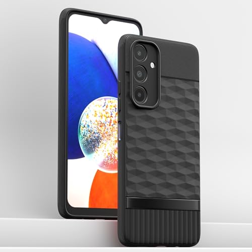Image of Pikkme Back Cover for Samsung Galaxy A14 5G Camera Protection 3D Hexa Cube Design Silicone Protective Bumper Case (Black)