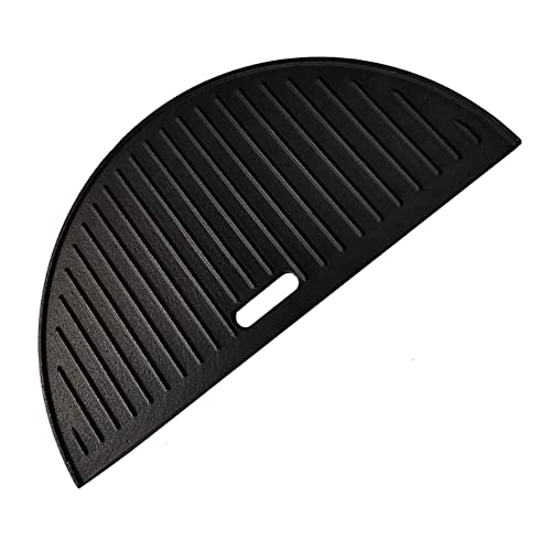 GriHero Half Moon Cast Iron Reversible Grill Griddle Accessory for Kamado Joe Large Big Green Egg and Other Kamado Grill 18-in Half Moon Cooking Grate