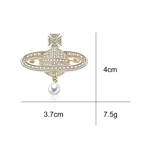 Image of Satellite Brooch Pin Corsage, Sweater Dress Shawl Classy Jewelry Accessory Decor for Wedding Birthday Party Christmas Gift, Gold (Style 1)