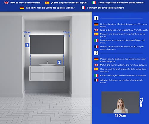 Artforma Badspiegel mit Beleuchtung - Led Spiegel Bad - 120x70 - Badezimmerspiegel Nach Maß - auf Individuelle Bestellung Gefertigt… – Ansicht 2
