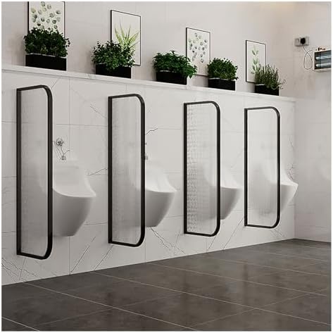 Men's Urinal Screen - Wall-Mounted Privacy Divider for Hotel Bathrooms Portable Black Room Partition 180x40cm - Ideal for Public Restrooms and Spaces