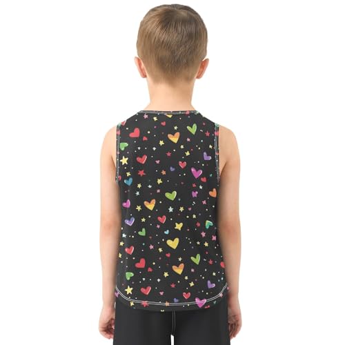 Boys Tank Top Shirts Stars Colored Hearts Sleeveless T-Shirts Crew Neck for Kids Clothing Children3