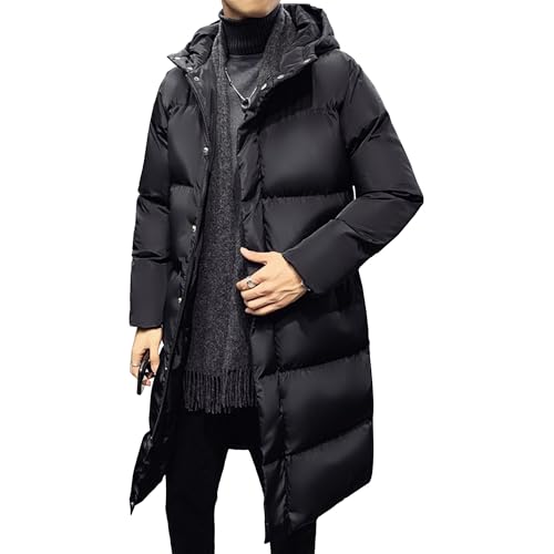 Parka longue à capuche homme manteau chaud imperméable et isolant noir