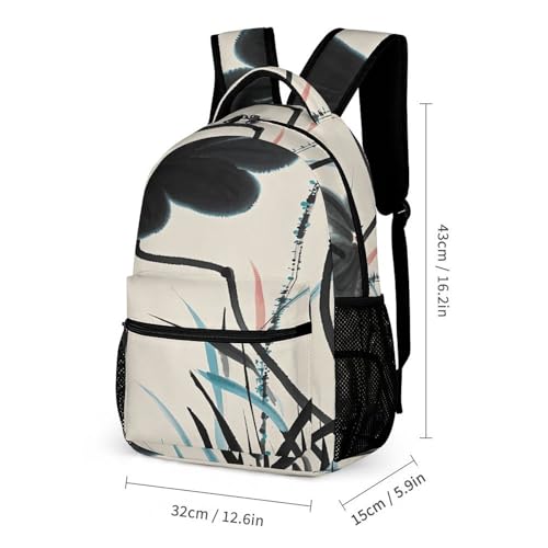 3Pcs Backpack Sets Ink And Wash Print Travel Daypack 3 in 1 Lightweight Backpack Set with Lunch Bag And Cosmetic Bag2