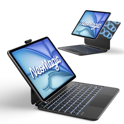 Inateck NeoMagic Magnetic Keyboard Case for iPad Air 11 inch M4 2026/M3/M2 Air 5/4 Gen 10.9 Inch Pro 11 4/3/2/1 Gen Large Multi-Touch Trackpad LED Power Display 7 Color Backlit with Pen Holder