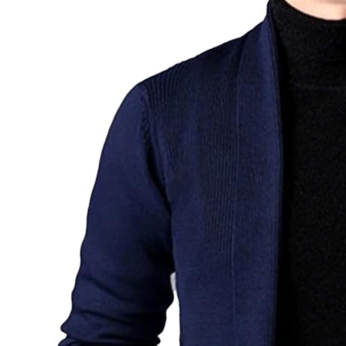 Men's Shawl Collar Cardigan Long Sweater Open Front Stylish Knit Comfort Sweater Casual Pocket Warm Sweaters4