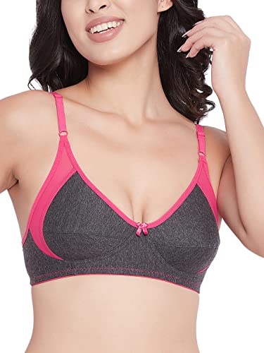 Clovia Women’s Cotton Spandex Solid Non-Padded Full Cup Wire Free Everyday Bra – Dark Grey For Rs. 99 @ 83 %