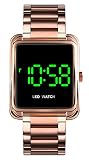 Damen Uhr Rosegold Digital Edelstahl Herren Armbanduhr Frauen Elegant Business Datum LED Wasserdicht Mode Silber Schwarz Gold Uhren für Männer